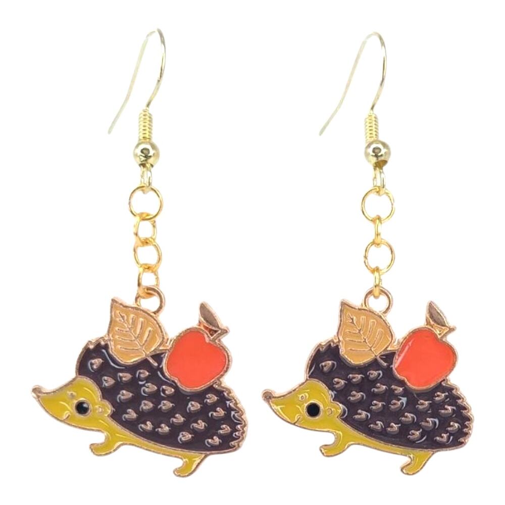 Hedgehog Apple Earrings 🍂🦔